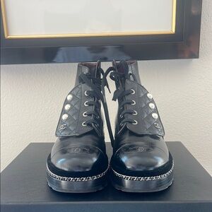 Chanel Black Leather Women's Boots